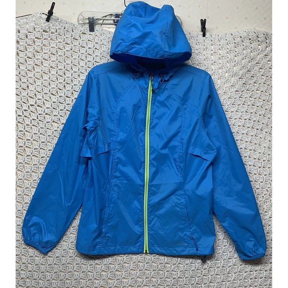 Eddie bauer windbreaker Hoodie Jacket Women M blue Lima Zip Up Pockets - Picture 1 of 11